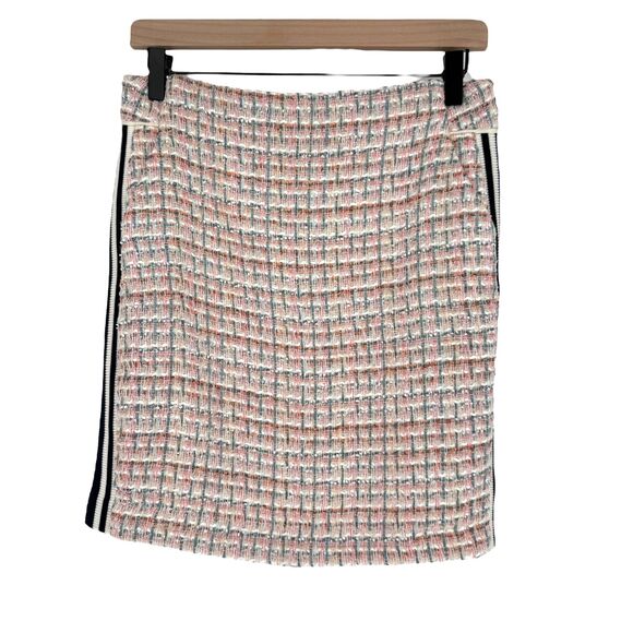 Anthropologie Maeve Tweed Midi Skirt 4P PETITE Peach Pink Knit Lined Pockets NWT - Picture 2 of 13